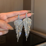 Silver Needle, European and American Exaggerated Diamonds, Butterfly Heart, Tassel Earrings, Fashionable and Elegant, Long style Earrings, Internet Red, Personalized Earrings