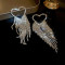 50 # Silver Needle - Silver Heart - Diamond Tassels