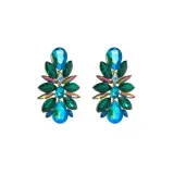 European and American fashion new earrings, colored diamond series alloy diamond inlaid flower earrings, women's temperament, high-quality party earrings
