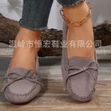 Cross border Doudou Shoes New Women's Spring/Summer Single Shoes European and American Bow Flat Sole Single Shoes Round Toe Foreign Trade Large Size Women's Shoes