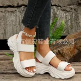 Summer New Solid Color Thick Sole Sandals for Women's Foreign Trade Shoes Fashionable Elastic Band Sports Sandals for Women's Outwear