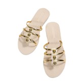 New pearl toe slippers, women's fashion trend, women's slippers, European and American beach sandals, large size
