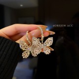 Silver Needle Pearl Set Diamond Zircon Butterfly Earrings Fashion Light Luxury High Grade Earrings Earrings Elegant Earrings Wholesale Girl