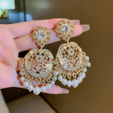 Silver Needle Antique Style Diamonds Flower Earrings Light Luxury Retro Palace Style Earrings Small and Elegant Elegance Earrings for Women