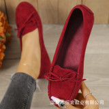 Cross border Doudou Shoes New Women's Spring/Summer Single Shoes European and American Bow Flat Sole Single Shoes Round Toe Foreign Trade Large Size Women's Shoes