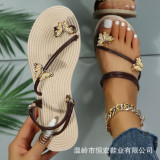 Foreign trade large-sized European and American slippers for women's summer wear, new butterfly toe sandals for beach sandals