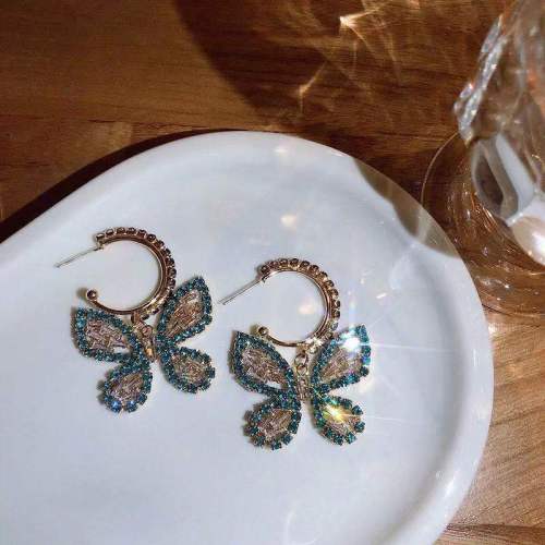 Silver Needle Pearl Set Diamond Zircon Butterfly Earrings Fashion Light Luxury High Grade Earrings Earrings Elegant Earrings Wholesale Girl