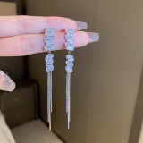 Silver Needle, European and American Exaggerated Diamonds, Butterfly Heart, Tassel Earrings, Fashionable and Elegant, Long style Earrings, Internet Red, Personalized Earrings
