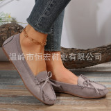 Cross border Doudou Shoes New Women's Spring/Summer Single Shoes European and American Bow Flat Sole Single Shoes Round Toe Foreign Trade Large Size Women's Shoes