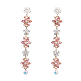 Instagram style new colored diamond earrings, European and American earrings, women's multi-layer alloy rhinestone flower long earrings