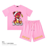 Wholesale of children's clothing in European and American drew pure cotton round neck oversize sets for boys and girls