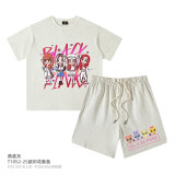 Children's clothing European and American trendy brand 230G cute girl cartoon T-shirt girl baby casual boys and girls set
