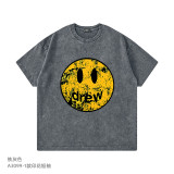 Children's clothing European and American trendy brand 230G washed vintage smiley face graffiti children's short sleeved T-shirt boy's top
