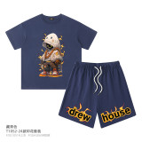 Children's Clothing European and American Summer Ghost Drew Flame Boys Set Children's Clothing Sports Student Two Piece Set