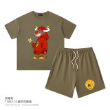 Children's clothing European and American trendy boys' summer suit, sports loose version cartoon fashionable children's set