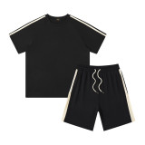 Children's Wear European and American Fashion Brand 2024 Summer New Heavy Industry Side Zipper Shorts Two piece Set for Boys and Girls