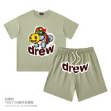 Children's Wear European and American High Quality 230G Fashion Cartoon Anime Turtle Smiling Face Small, Medium, and Large Children's Wear Two Piece Set