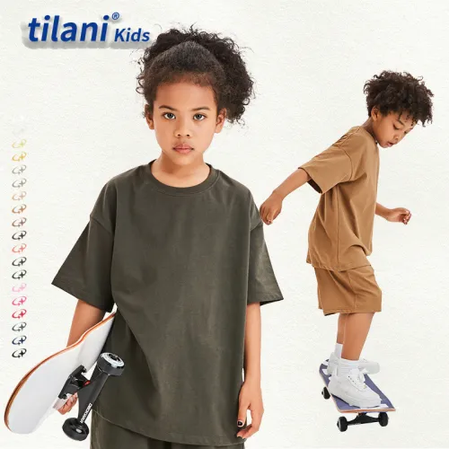 Children's clothing European and American trendy brand spring/summer FOG earth color series 230G drop shoulder men's and women's short sleeved T-shirt