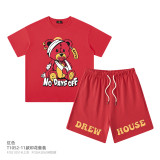 Wholesale of children's clothing in European and American drew pure cotton round neck oversize sets for boys and girls