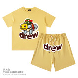 Children's Wear European and American High Quality 230G Fashion Cartoon Anime Turtle Smiling Face Small, Medium, and Large Children's Wear Two Piece Set
