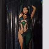 Multi color sexy tight jumpsuit for female singer pole dance performance stage costumes