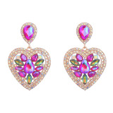 Stylish Colored Diamond Alloy Love Heart Rhinestone Dangle Earrings