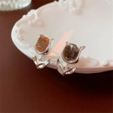 New design 925 silver needle flower earrings women's retro irregular crystal earrings wholesale