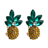 Fashionable Summer Earrings Wholesale Colorful Green Boutique Diamond Pineapple Earrings