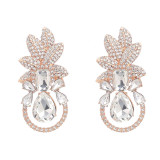 Colorful Crystal Heavy Industry Exaggerated Famous Brand Earrings Women S Geometric Leaves Diamond Water Drop Earrings