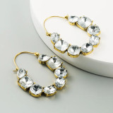 Fashion Big Brand Alloy Set With Diamond Colorful Acrylic Earrings Feminine Graceful Bling Rhinestone Lock Earrings