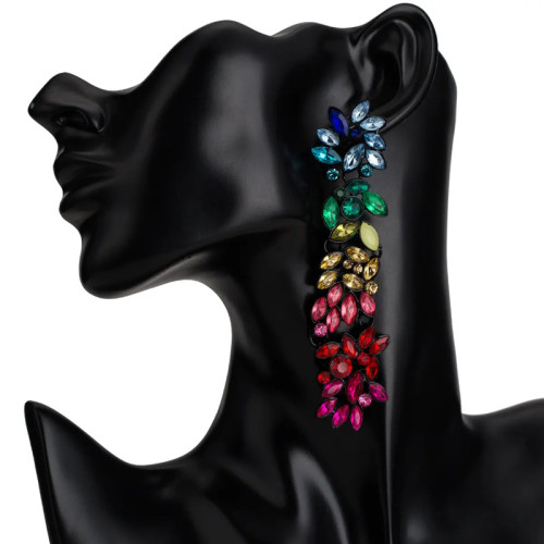 Creative Multi Layer Wreath Flower Acrylic Earrings Women Retro Graceful Bohemian Boho Long Earrings