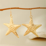 Exaggerated design sense metal starfish pendant earrings Beach ocean wind five-pointed star earrings for women