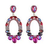Korean Statement Alloy Acrylic Diamond Glass Drill Earrings Women S Super Flash Graceful Evening Hoop Earrings