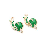 Cute cartoon dripping snail earrings women's fashion design alloy enamel black green earrings