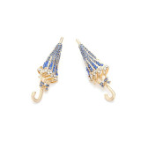 Interesting cute alloy umbrella earrings women's personalized creative design color rhinestone bow earrings