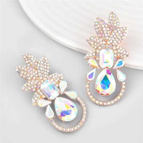 Colorful Crystal Heavy Industry Exaggerated Famous Brand Earrings Women S Geometric Leaves Diamond Water Drop Earrings