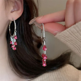 Elegant and exquisite 925 silver needle earrings fashionable design rhinestone zircon water drop tassel c-shaped earrings women