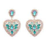 Stylish Colored Diamond Alloy Love Heart Rhinestone Dangle Earrings