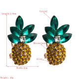 Fashionable Summer Earrings Wholesale Colorful Green Boutique Diamond Pineapple Earrings