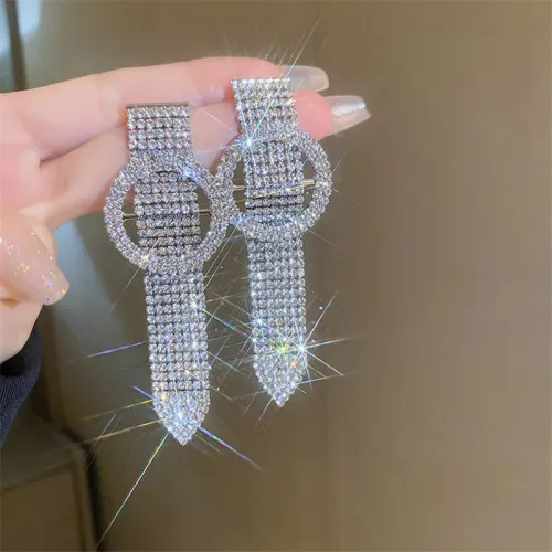 Luxury party long water drop tassel earrings ladies fashion design flower 925 silver needle earrings