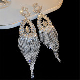 Luxury party long water drop tassel earrings ladies fashion design flower 925 silver needle earrings
