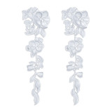 Exaggerated design multi-layer hollow-out fan-shaped earrings women's personalized long leaf flower tassel earrings