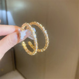 Design fashion snake-shaped zircon earrings women's hip hop fashion shiny diamond ring-shaped 925 silver needle earrings