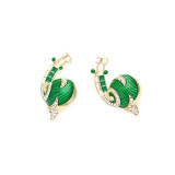 Cute cartoon dripping snail earrings women's fashion design alloy enamel black green earrings