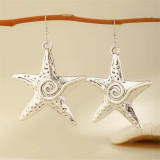 Exaggerated design sense metal starfish pendant earrings Beach ocean wind five-pointed star earrings for women