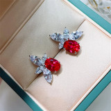 Korean fashion snake-shaped daisy flower earrings 2023 new color zircon earrings for women