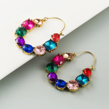 Fashion Big Brand Alloy Set With Diamond Colorful Acrylic Earrings Feminine Graceful Bling Rhinestone Lock Earrings