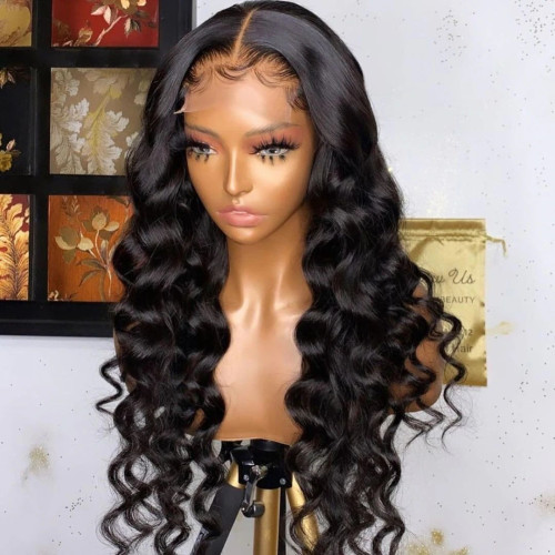 13 * 4 front lace human hair headband, European and American wigs loose deep wave frontal wig