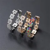 Banquet runway accessories women's colorful sparkling square rhinestone hoop earrings