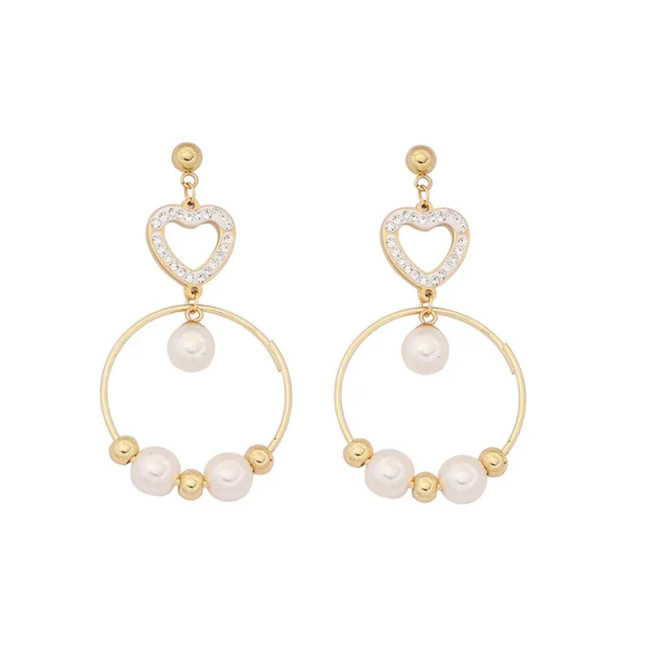 Women's fashion rhinestone love star pendant earrings luxury long stainless steel earrings